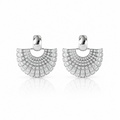 Art Deco Radiance fan earrings in silver tone with pavé stones and a polished top – Victoria London