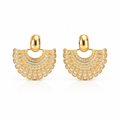 Art Deco Radiance fan earrings in gold tone with pavé stones and a polished gold-tone top – Victoria London