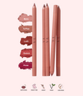 Victoria London Beauty Satin Contour creamy lip liner in five shades: Bare, Toffee, Lush, Guava and Muse.