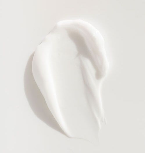 Signature Ritual Balm texture swatch showing a rich white balm – Victoria London