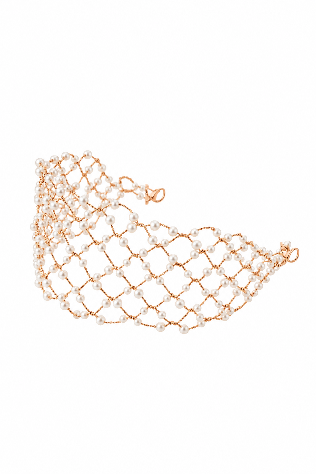 Handcrafted pearl lattice headpiece, faux pearls on fine gold-tone wire with a clasp at each end – Victoria London