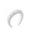 Ivory pearl embellished padded headband densely clustered with multi-sized faux pearls – Victoria London