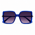 Statement cobalt blue oversized square sunglasses with translucent frame and purple gradient lenses – Victoria London