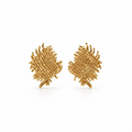 The Atelier Woven Mesh Statement Studs in gold tone with crosshatched lattice and raw-edge texture – Victoria London