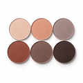 The Base Eyeshadow Palette shades, six neutrals from soft beige and peach to terracotta, taupe and charcoal – Victoria London