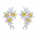 The Canary Floral Cluster Earrings with yellow centre stones and clear marquise crystal petals – Victoria London